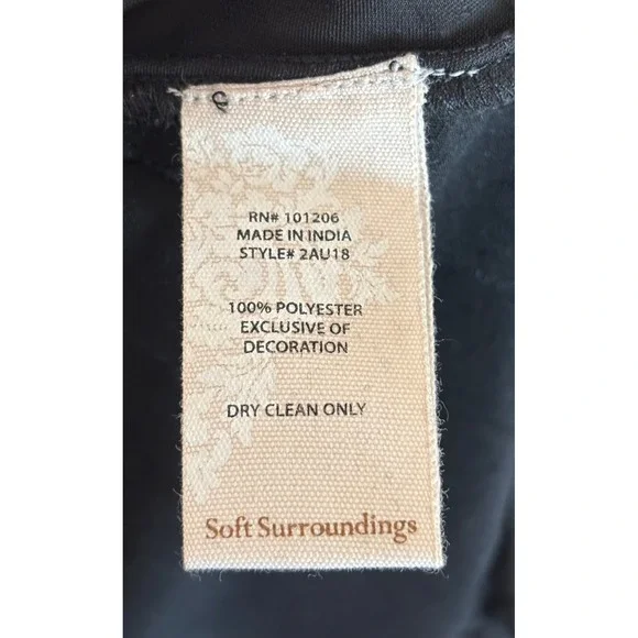 NEW Soft Surroundings Black Pleated Velvet Lace Cuff Blouse Top Medium 2203 - Picture 6 of 6